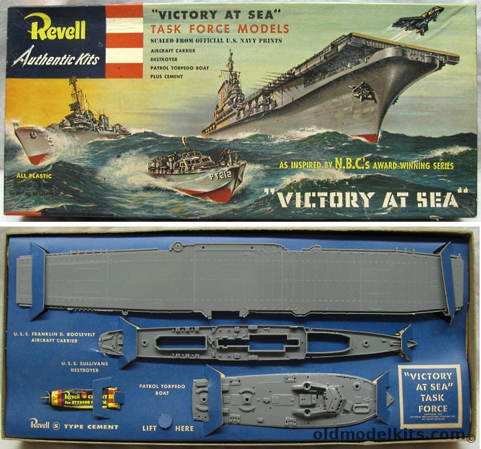 Revell Victory at Sea Task Force NBC Gift Set USS Franklin D. Roosevelt / USS The Sullivans / PT Boat -  'S' Issue, G311-495 plastic model kit